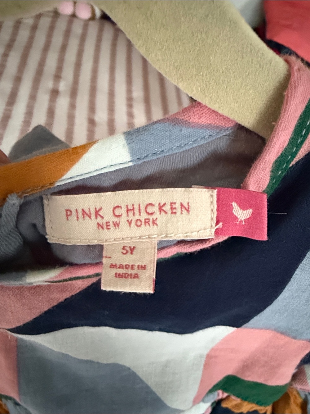 Pink Chicken Pink Multi Geometric Ruffle-Sleeve Dress - Picture 2 of 4